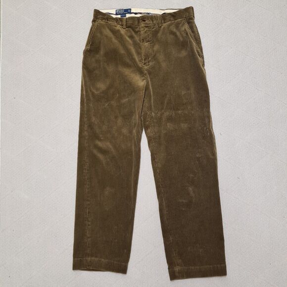 VTG Polo Ralph Lauren Corduroy Pants Men's 34x30 Brown Relaxed Fit 90s Casual